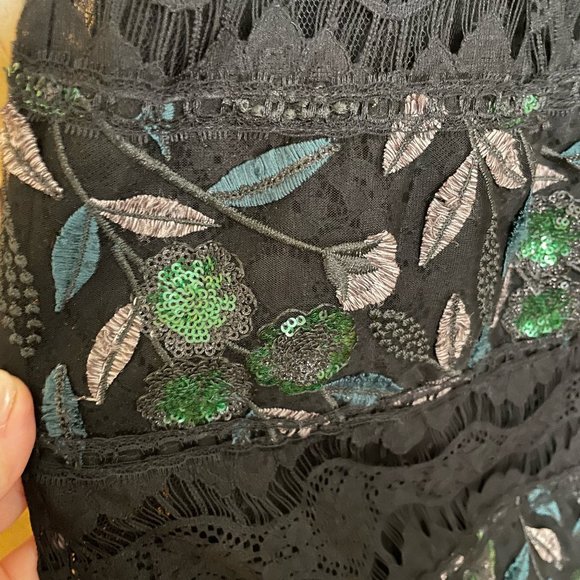 COSTARELLOS Off-Shoulder Embroidered Tulle Sheath Cocktail Dress - Picture 6 of 9